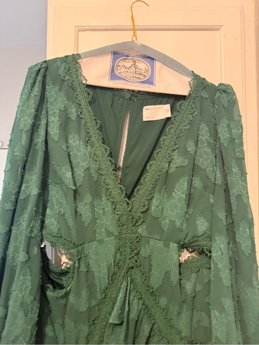 ASOS Emerald Green Lace Ruffle Maxi Dress - Picture 2 of 6